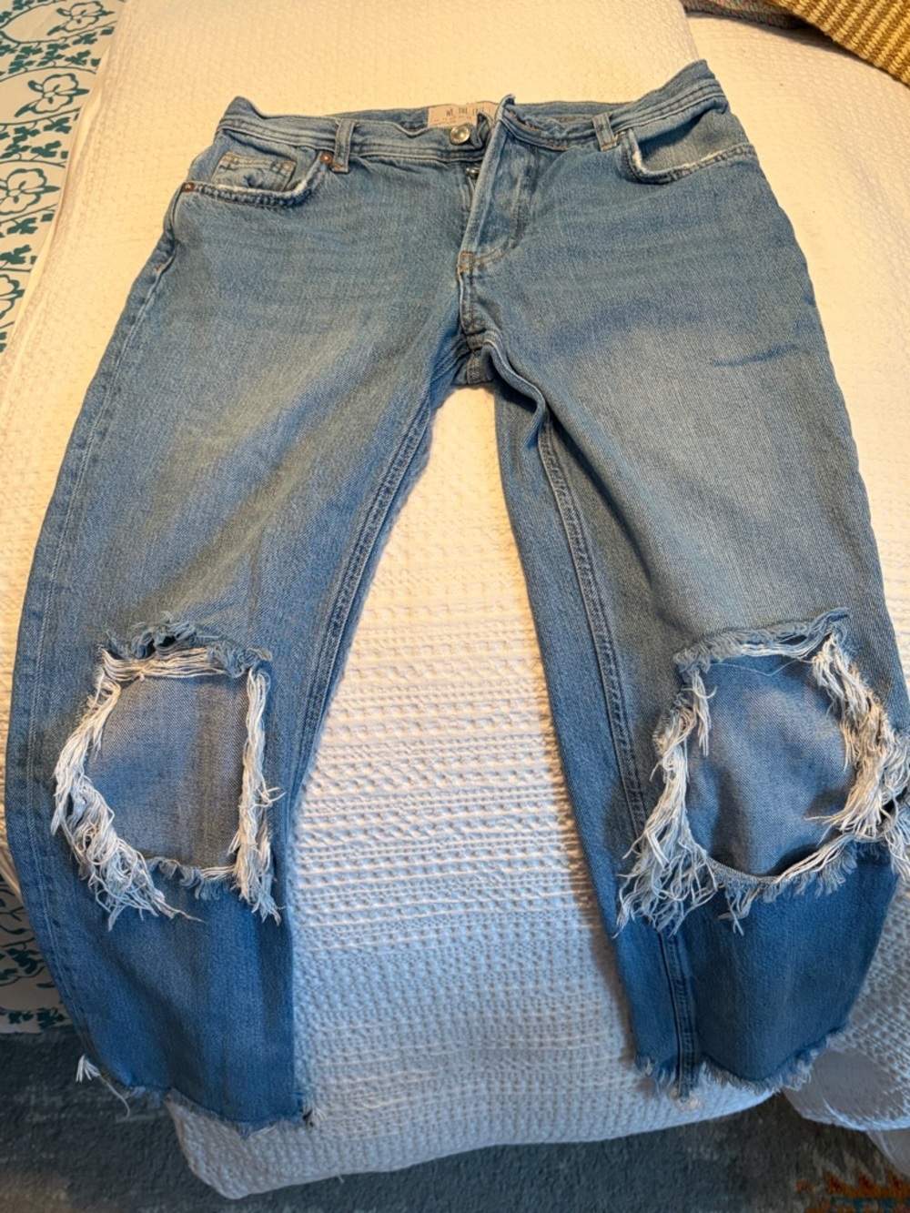 We The Free Light Blue Distressed Boyfriend Jeans